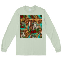 Matcha horses with roses seamless pattern Long Sleeve Tee - HRA Design Shop