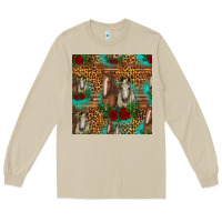 Horses With Roses Seamless Pattern Long Sleeve Tee | Teevron