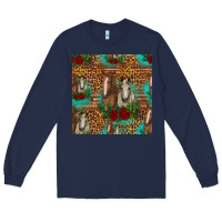 Navy horses with roses seamless pattern Long Sleeve Tee - HRA Design Shop