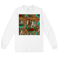 White horses with roses seamless pattern Long Sleeve Tee - HRA Design Shop