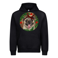 Black Christmas Pug With Leopard Urban Hoodie - RanaPortraitStore