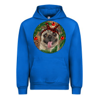 Cobalt Christmas Pug With Leopard Urban Hoodie - RanaPortraitStore