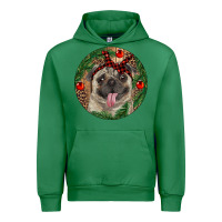 Emerald Christmas Pug With Leopard Urban Hoodie - RanaPortraitStore