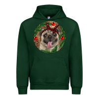 Forest Green Christmas Pug With Leopard Urban Hoodie - RanaPortraitStore