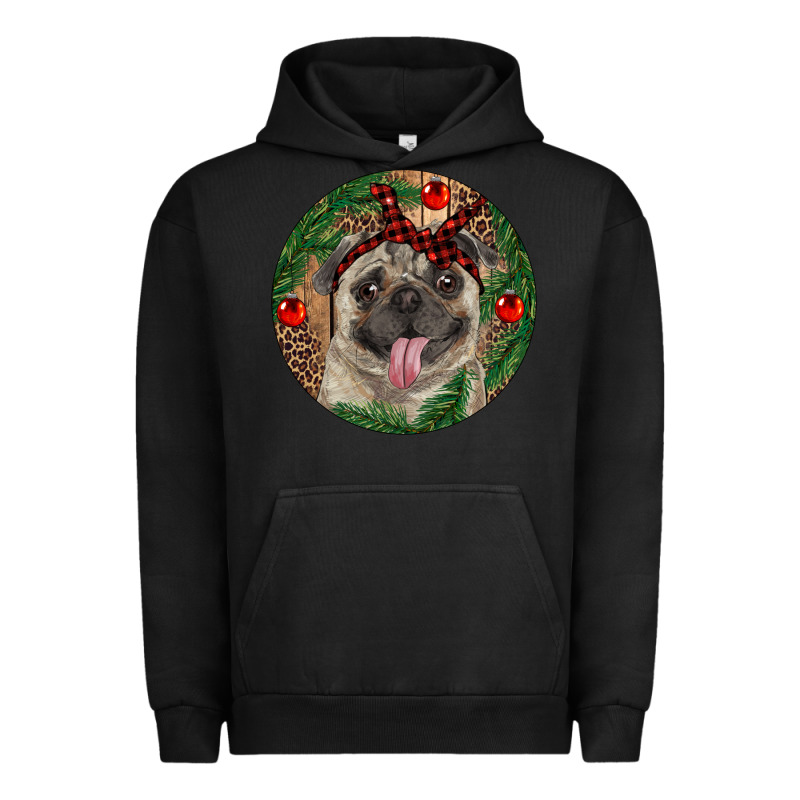 Christmas Pug With Leopard Urban Hoodie by RanaPortraitStore | Teevron