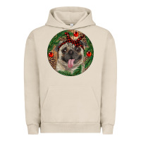 Pigment French Oak Christmas Pug With Leopard Urban Hoodie - RanaPortraitStore