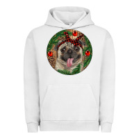 Pigment Lunar Rock Christmas Pug With Leopard Urban Hoodie - RanaPortraitStore