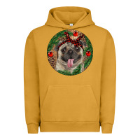 Pigment Peanut Butter Christmas Pug With Leopard Urban Hoodie - RanaPortraitStore