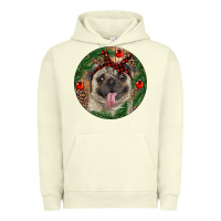 Pigment Pistachio Christmas Pug With Leopard Urban Hoodie - RanaPortraitStore