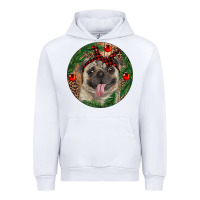 White Christmas Pug With Leopard Urban Hoodie - RanaPortraitStore
