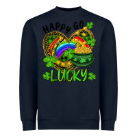 Navy Happy Go Lucky Pot Of Gold And Rainbow Heart Heavyweight Sweatshirt - RanaPortraitStore