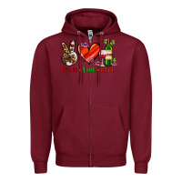 Burgundy peace love wine Zipper Hoodie - AdoDesignShop