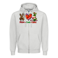 Dove Grey peace love wine Zipper Hoodie - AdoDesignShop