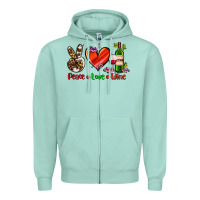 Seafoam peace love wine Zipper Hoodie - AdoDesignShop