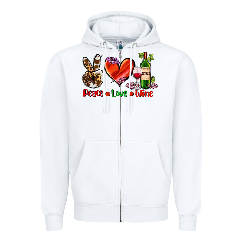 Peace Love Wine Zipper Hoodie by AdoDesignShop | Teevron