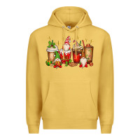 Antique Gold Christmas gnomes coffee cups Premium Hoodie - MaliasSmallBusiness