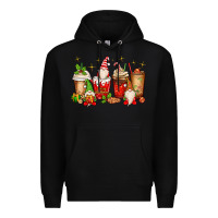 Black Christmas gnomes coffee cups Premium Hoodie - MaliasSmallBusiness