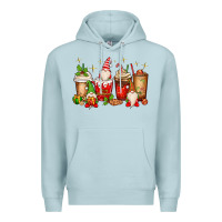 Blue Mist Christmas gnomes coffee cups Premium Hoodie - MaliasSmallBusiness