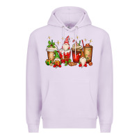Lilac Christmas gnomes coffee cups Premium Hoodie - MaliasSmallBusiness