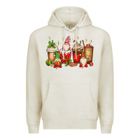 Oatmeal Heather Christmas gnomes coffee cups Premium Hoodie - MaliasSmallBusiness