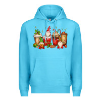 Ocean Blue Christmas gnomes coffee cups Premium Hoodie - MaliasSmallBusiness