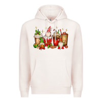 Pale Pink Christmas gnomes coffee cups Premium Hoodie - MaliasSmallBusiness