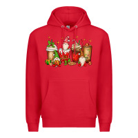 Red Christmas gnomes coffee cups Premium Hoodie - MaliasSmallBusiness