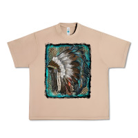 Burro indian feather headdress with leopard background Urban Heavy Tee - RanaPortraitStore