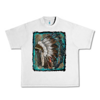 Lunar Rock indian feather headdress with leopard background Urban Heavy Tee - RanaPortraitStore