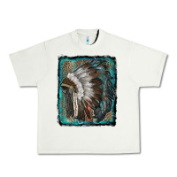 Pistachio indian feather headdress with leopard background Urban Heavy Tee - RanaPortraitStore