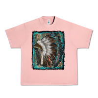 Salmon indian feather headdress with leopard background Urban Heavy Tee - RanaPortraitStore