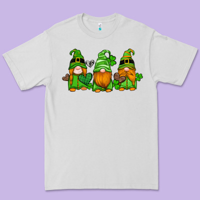 St Patricks Day Gnomes With Western Hearts And Shamrocks Premium Tee Designed By Artiststas