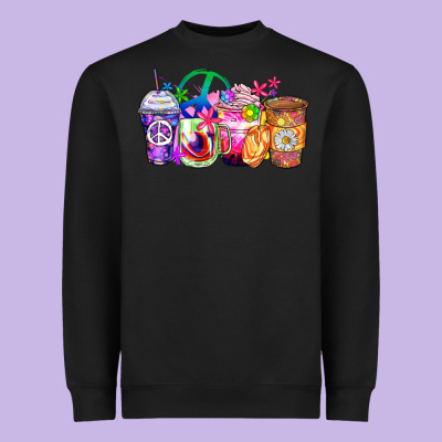 Hippie Coffee Cups Heavyweight Sweatshirt Designed By Zillion Design Studio
