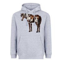 Heather Grey Mustang Horse Heavyweight Hoodie - LillyAllenDesigns