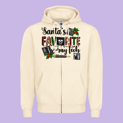 Santa's Favorite X Ray Tech Zipper Hoodie Designed By Adodesignshop