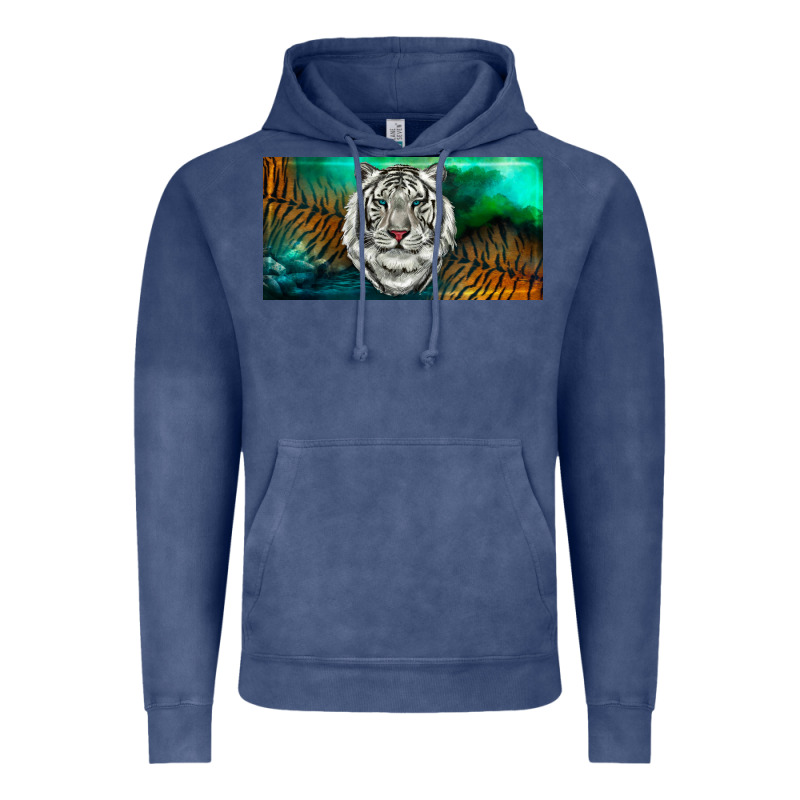 White Tiger Forest License Plate Vintage Hoodie by RanaPortraitStore | Teevron