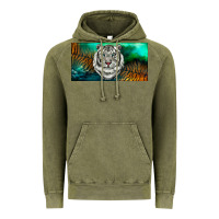 Vintage Olive white tiger forest license plate Vintage Hoodie - RanaPortraitStore