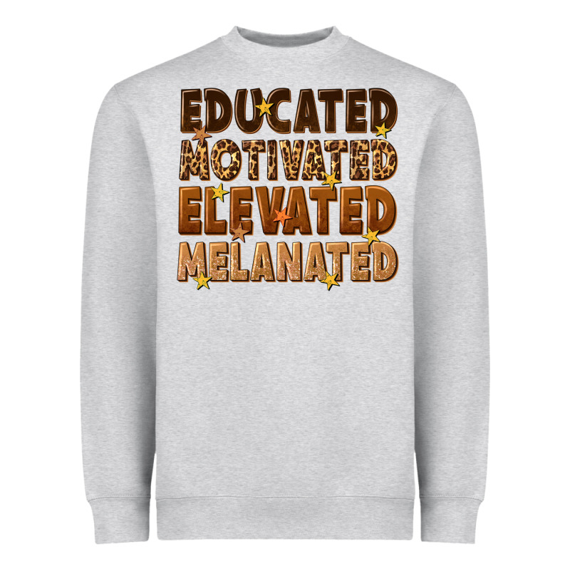 Melanin Educated Motivated Elevated Melanated Heavyweight Sweatshirt by texasbilliewilder | Teevron