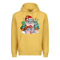 Antique Gold cute christmas hippopotamus Premium Hoodie - MaliasSmallBusiness