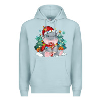 Blue Mist cute christmas hippopotamus Premium Hoodie - MaliasSmallBusiness
