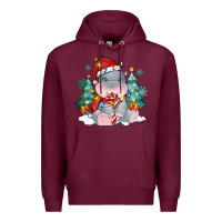 Burgundy cute christmas hippopotamus Premium Hoodie - MaliasSmallBusiness