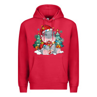 Cardinal cute christmas hippopotamus Premium Hoodie - MaliasSmallBusiness