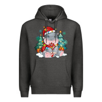 Charcoal Heather cute christmas hippopotamus Premium Hoodie - MaliasSmallBusiness