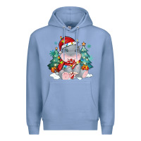 Colony Blue cute christmas hippopotamus Premium Hoodie - MaliasSmallBusiness