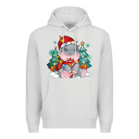 Dove Grey cute christmas hippopotamus Premium Hoodie - MaliasSmallBusiness