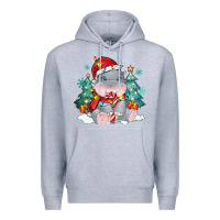 Heather Grey cute christmas hippopotamus Premium Hoodie - MaliasSmallBusiness