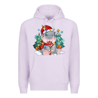 Lilac cute christmas hippopotamus Premium Hoodie - MaliasSmallBusiness