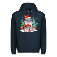 Navy cute christmas hippopotamus Premium Hoodie - MaliasSmallBusiness