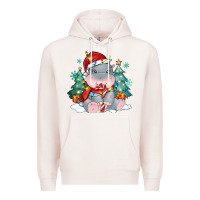Pale Pink cute christmas hippopotamus Premium Hoodie - MaliasSmallBusiness