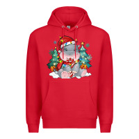 Red cute christmas hippopotamus Premium Hoodie - MaliasSmallBusiness